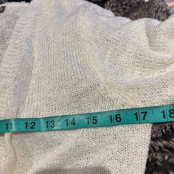 Alexandra + Oak off white Mesh 3/4 sleeves open cardigan Sz M - Picture 3 of 7